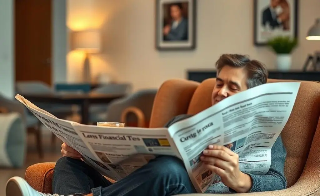 A serene moment with financial news.