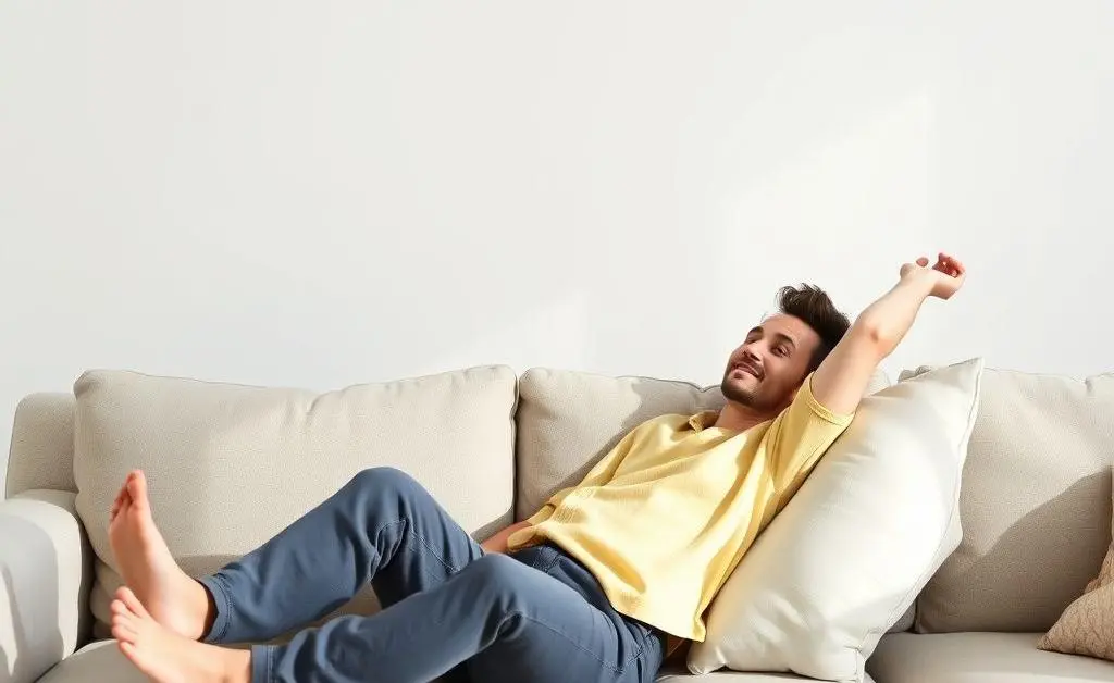 A person relaxing after managing finances.
