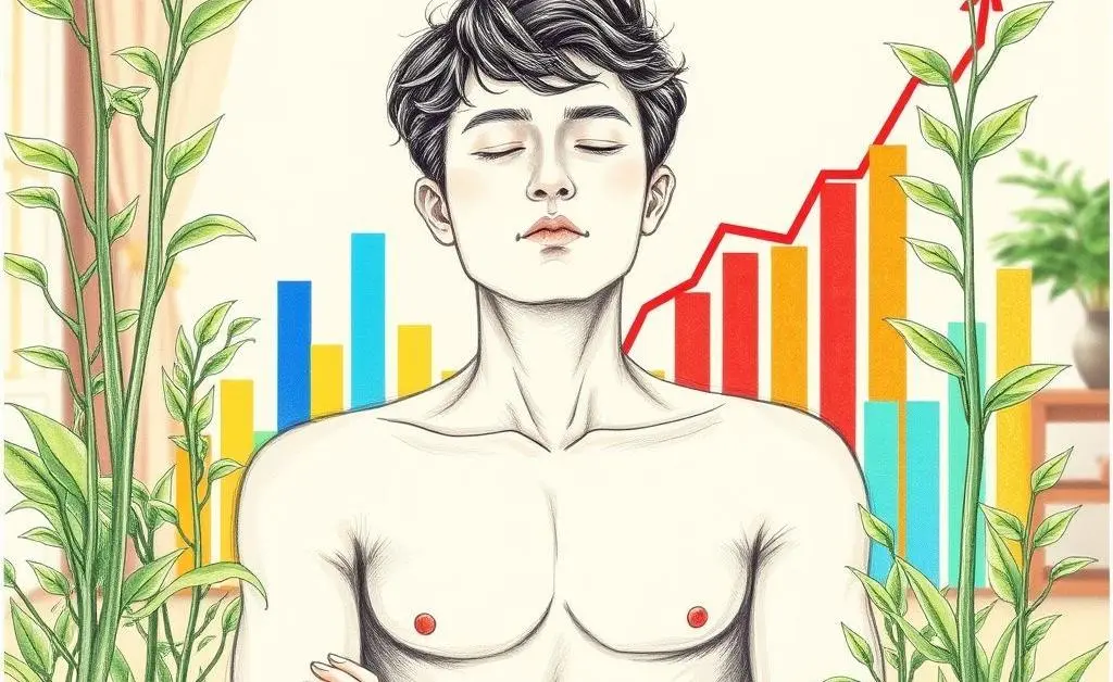 A calm, investing mood with plants and charts