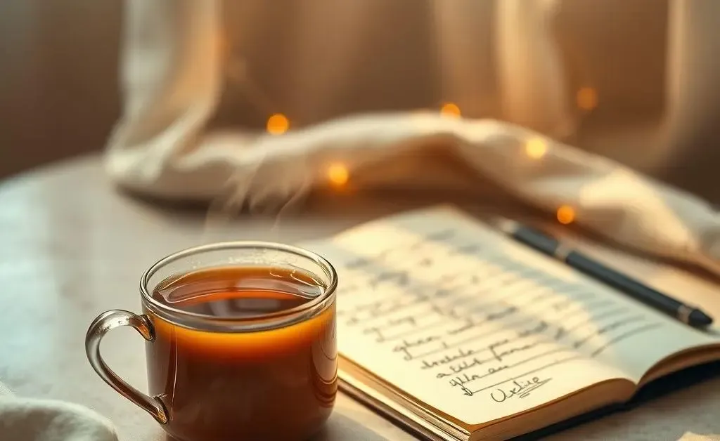 Serene setting with tea and notepad for peaceful decision-making
