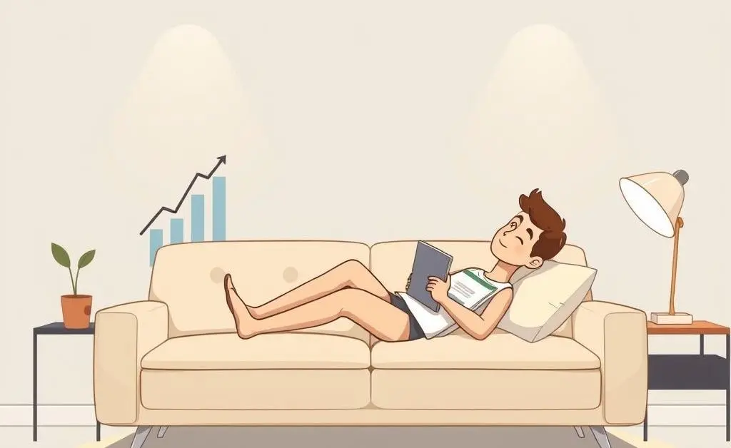 A person relaxing with an investment portfolio