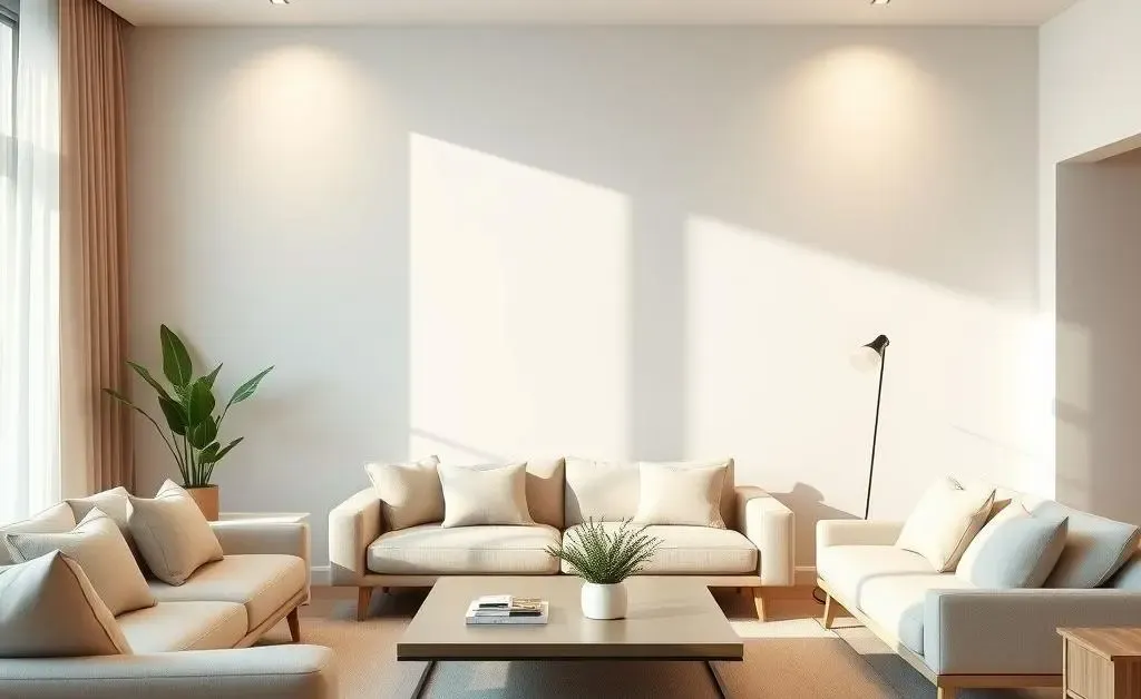 Peaceful, modern living room indicating financial tranquility