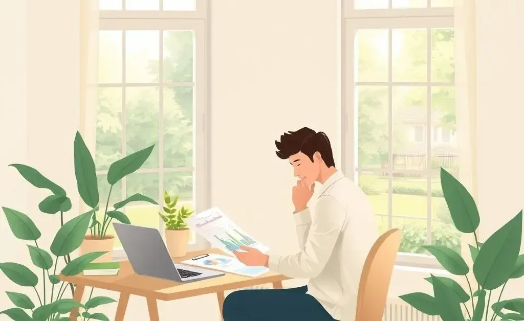 Illustration of a peaceful setting for reviewing finances