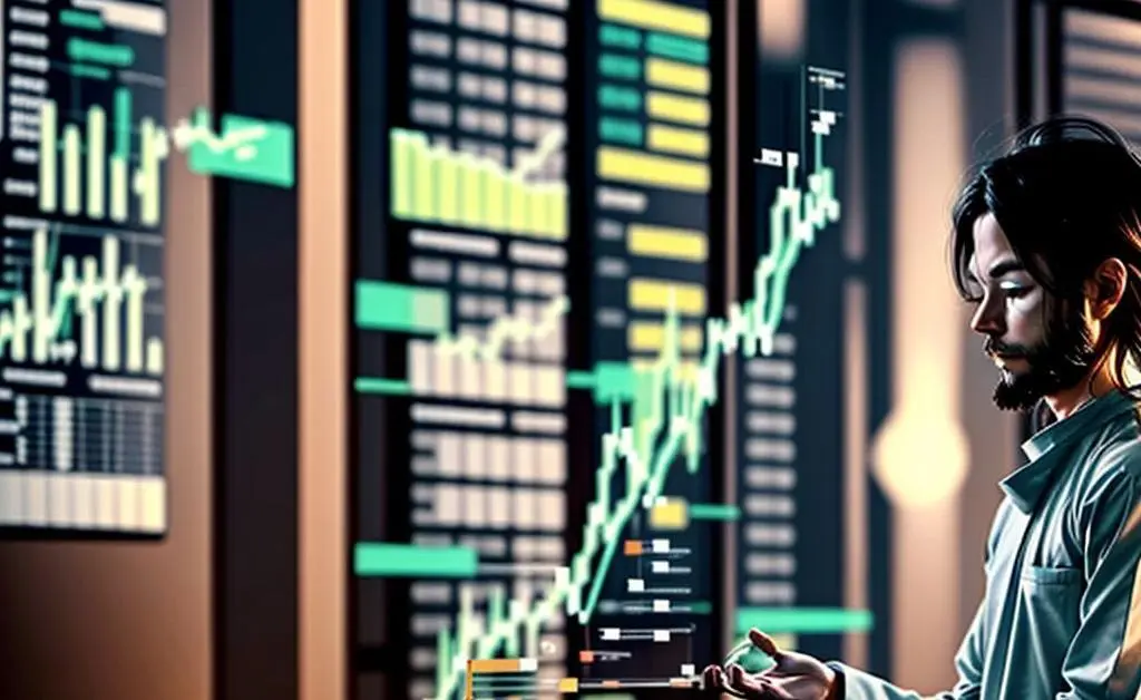 Person meditating next to a financial chart