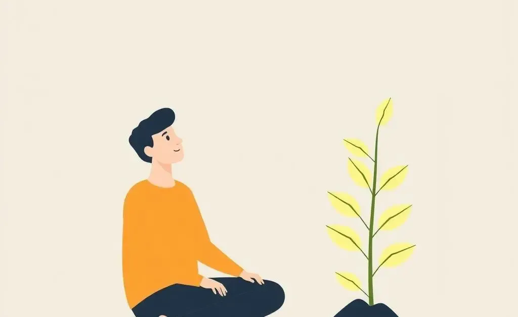 Person sitting next to a growing money plant with investment charts