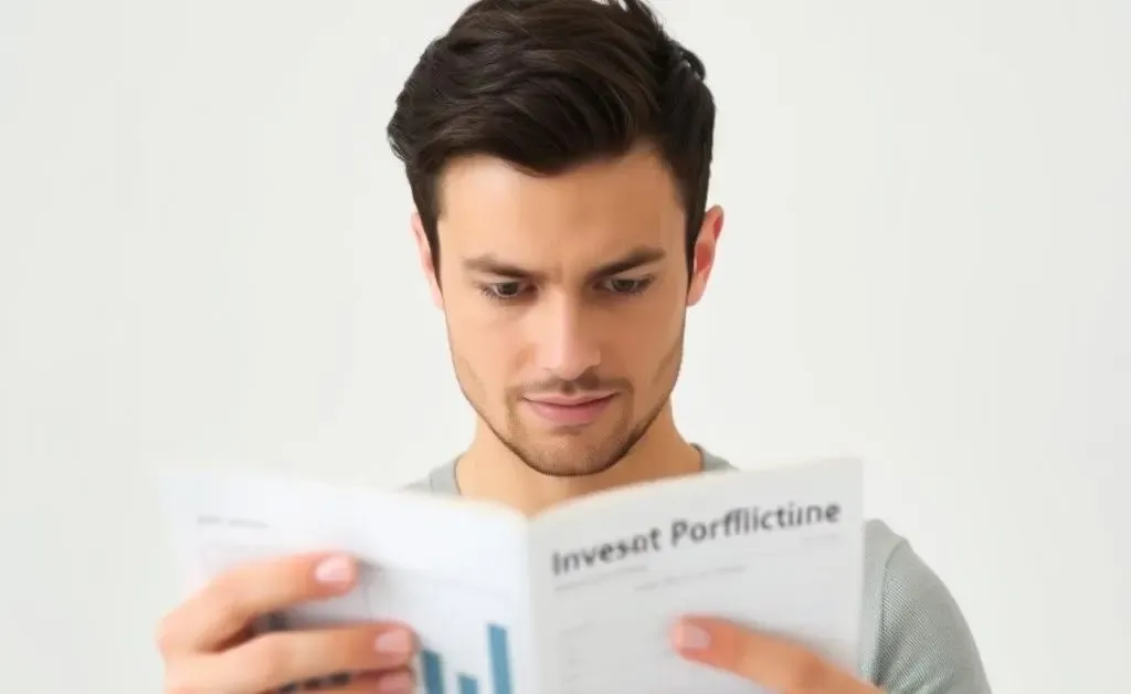 A minimalist image of a person looking calm while reviewing an investment portfolio.
