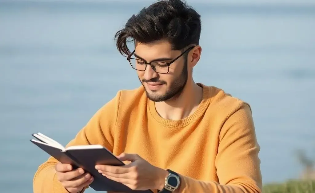 Image of a relaxed person planning investments with a serene background