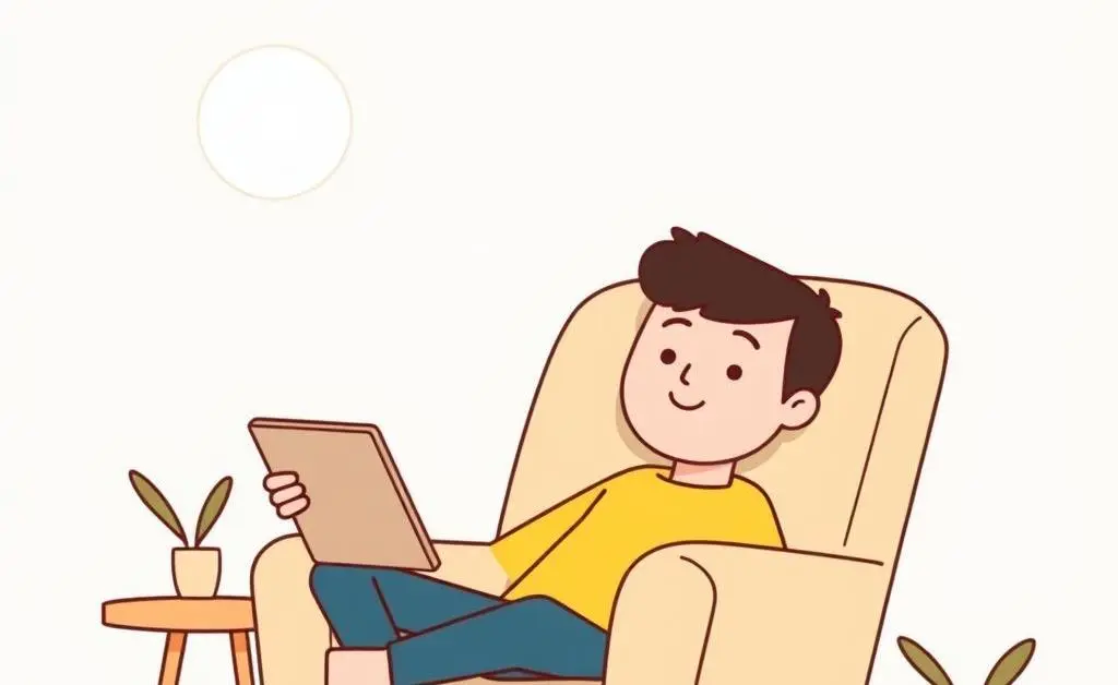 A person peacefully reading financial news