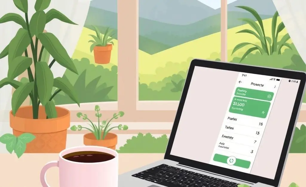 Peaceful budgeting scene