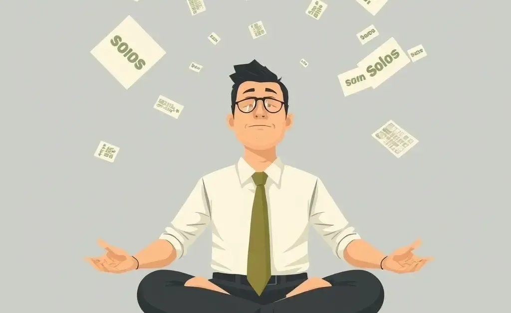 A calm investor meditatively thinking about bonds