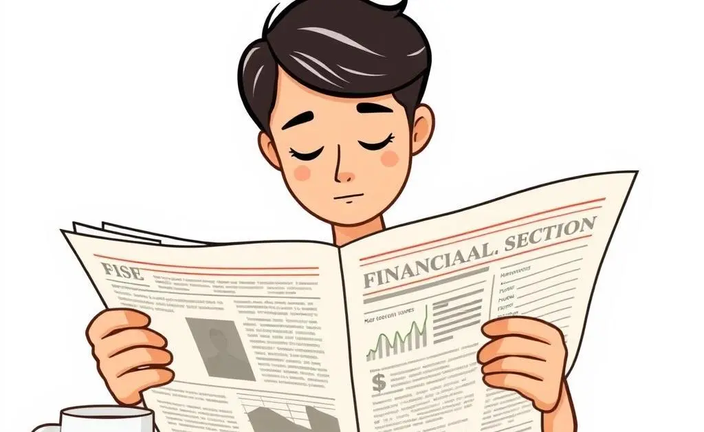 Person calmly reading financial news