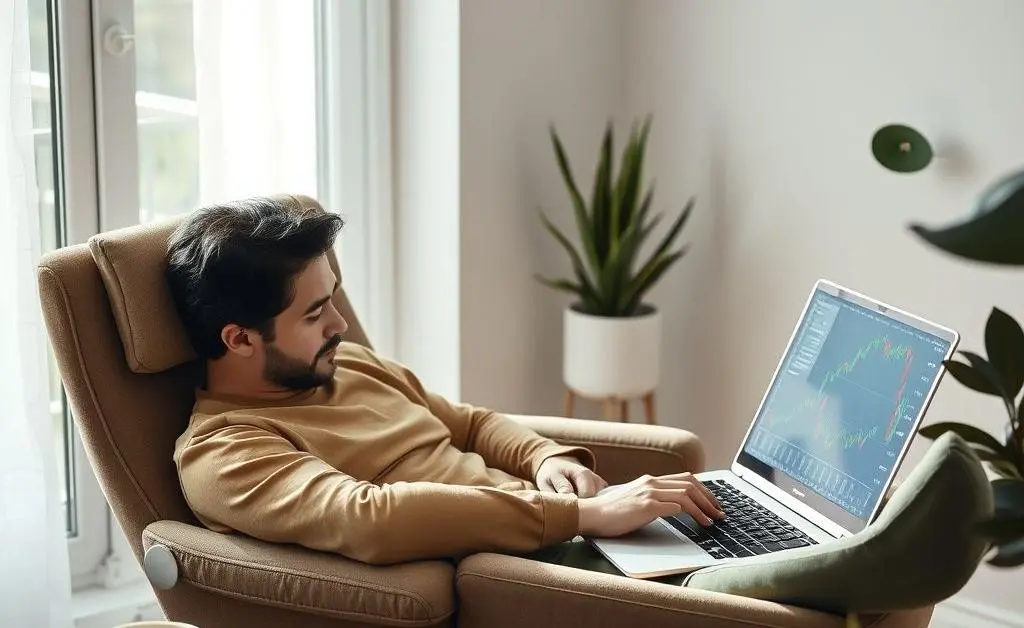 Calm investing atmosphere with relaxing and stock charts