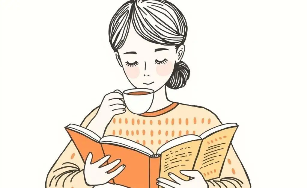Person reading about investing while sipping tea