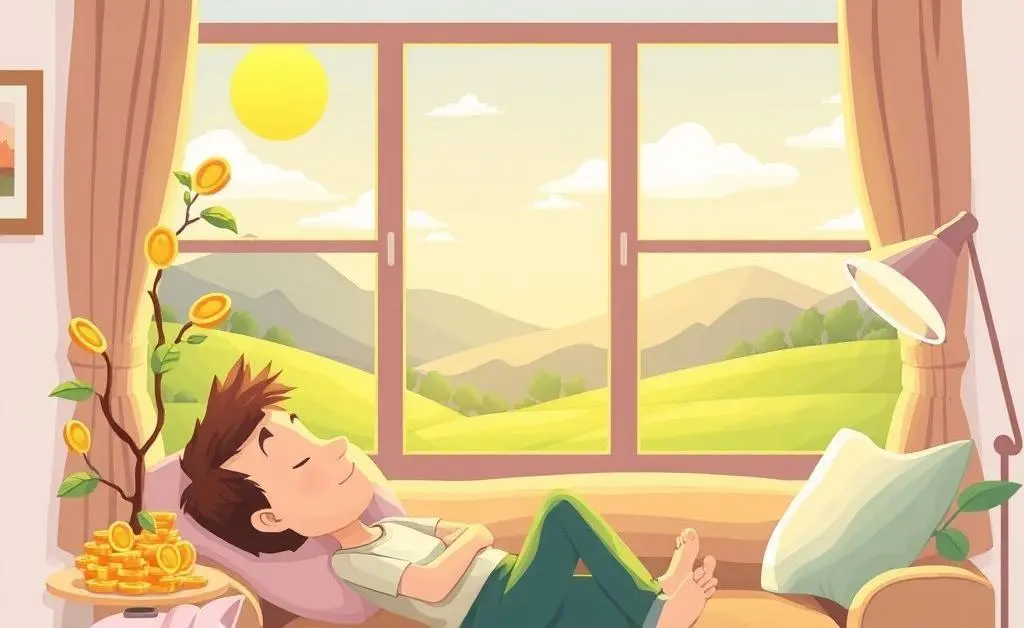 A person relaxing with thoughts of a secure financial future