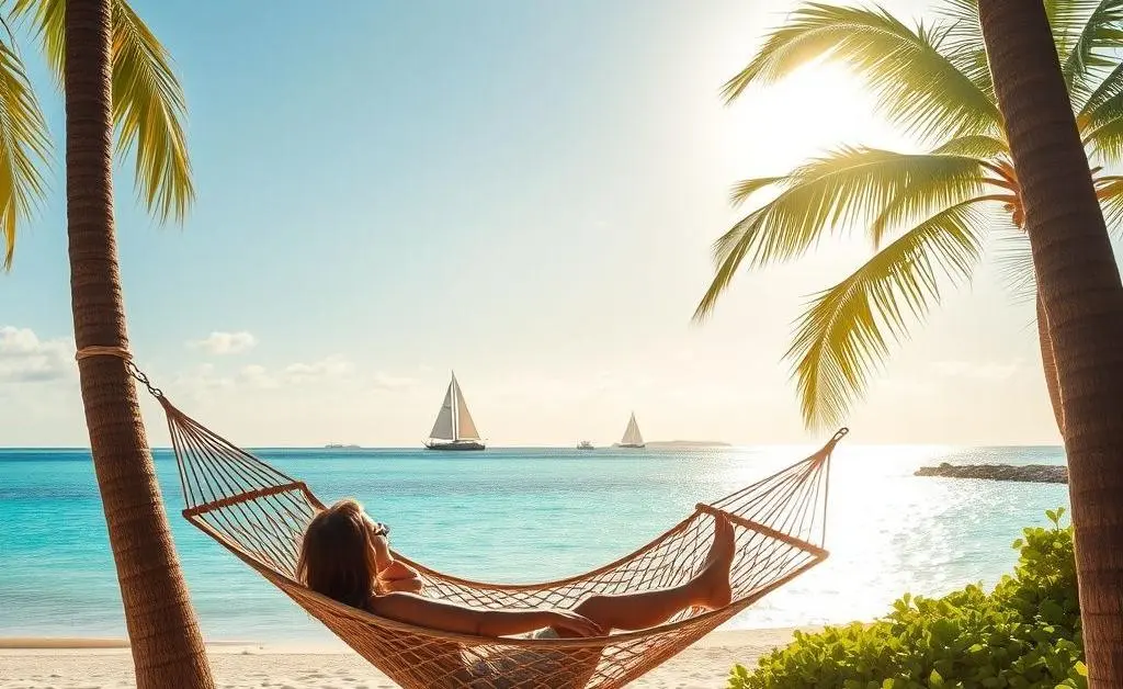 A relaxing beach scene symbolizing financial freedom
