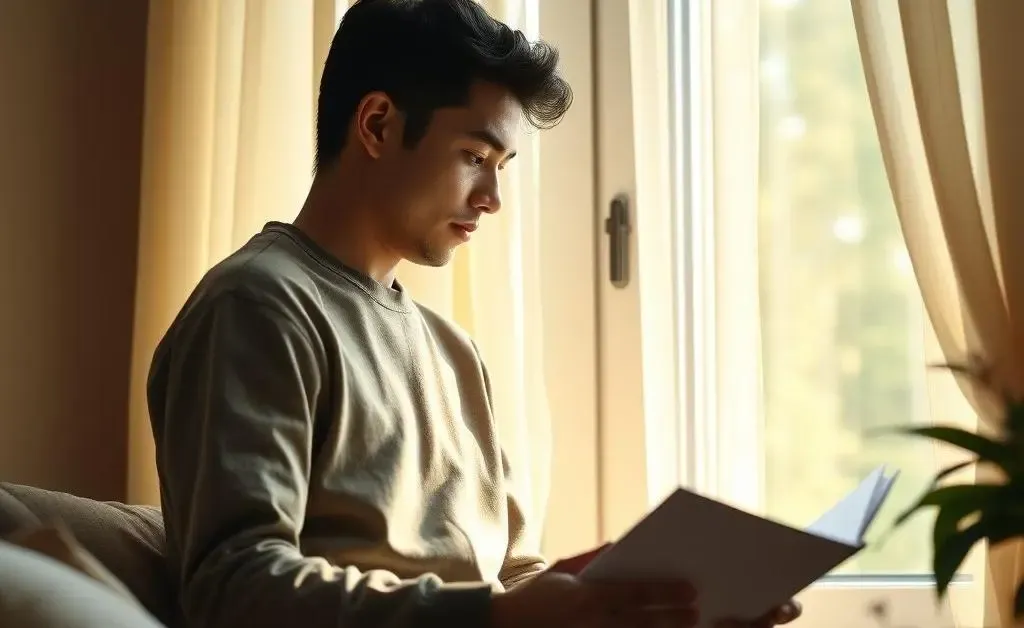 A serene image of a person contemplating their investments by a window.