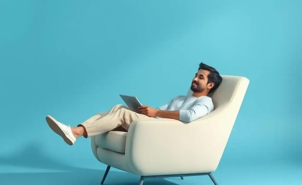 Relaxed person with a tablet