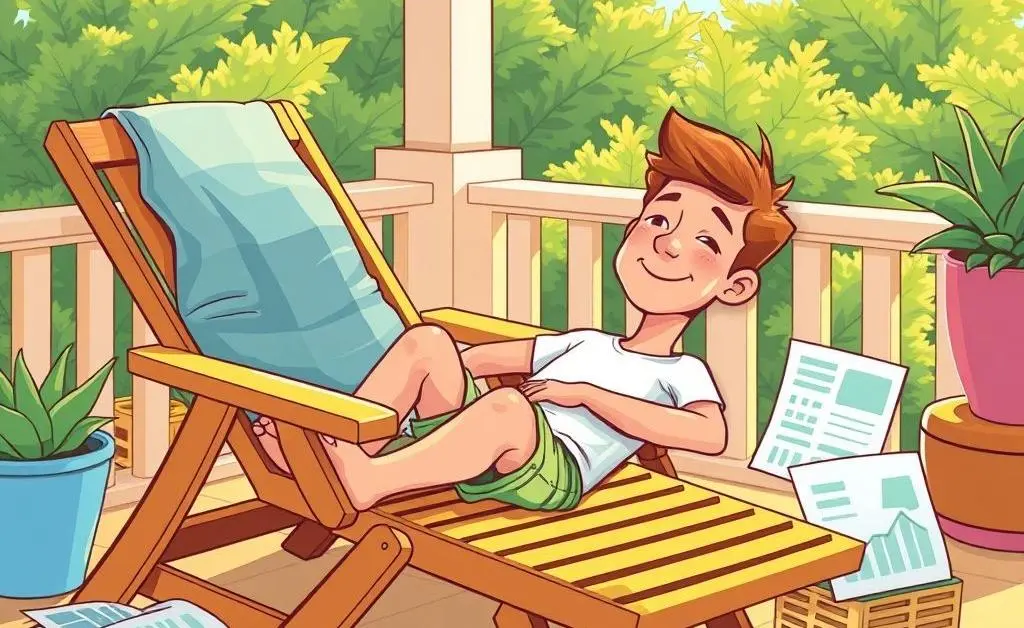 Person relaxing with financial documents