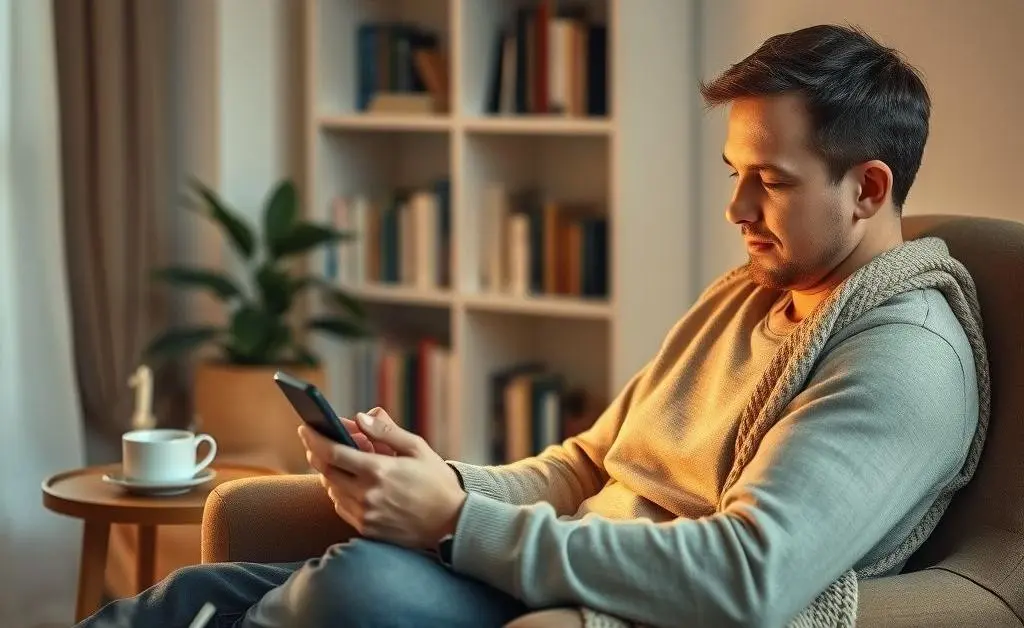 Person using a smartphone for relaxed investing