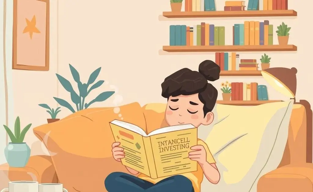 A person reading about investing in a calm setting