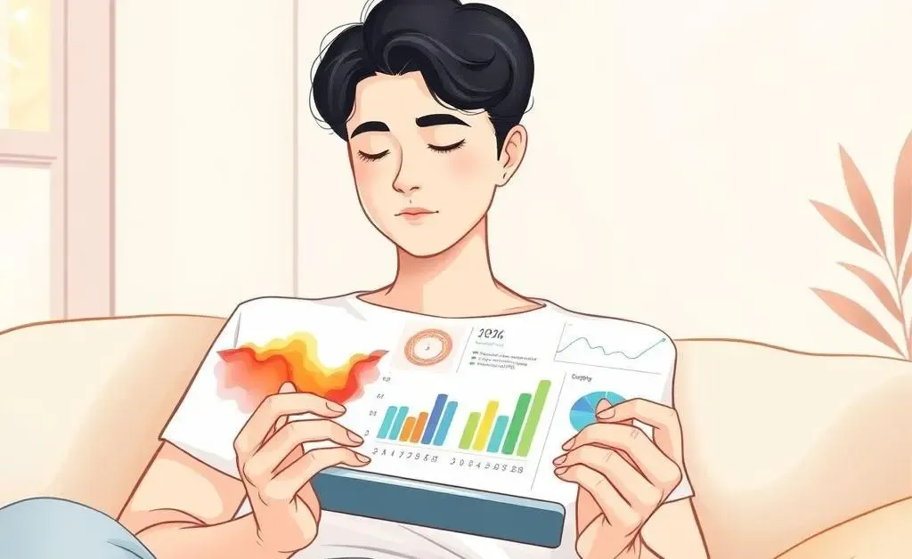 Person holding tablet with calm visual of investments