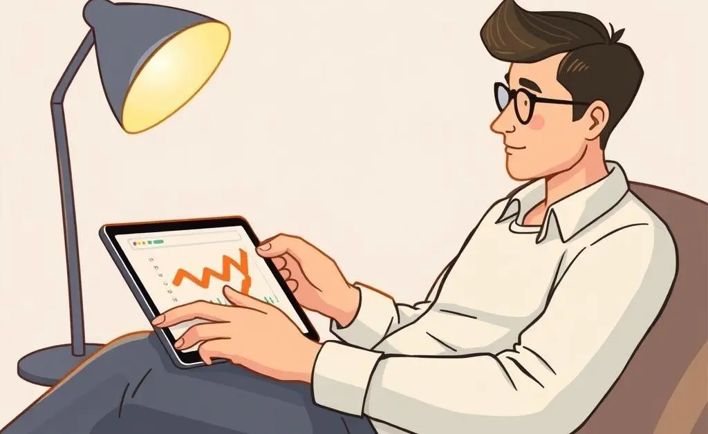 Person reviewing investments calmly on a tablet