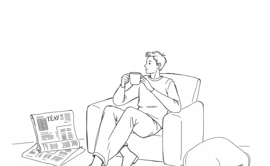 A person relaxing with financial newspapers