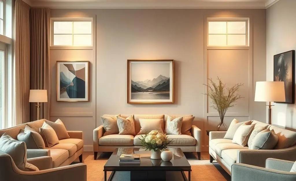 A calm and inviting living room setting that inspires a thoughtful investing mood.