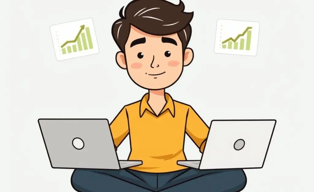 A person calmly managing investments