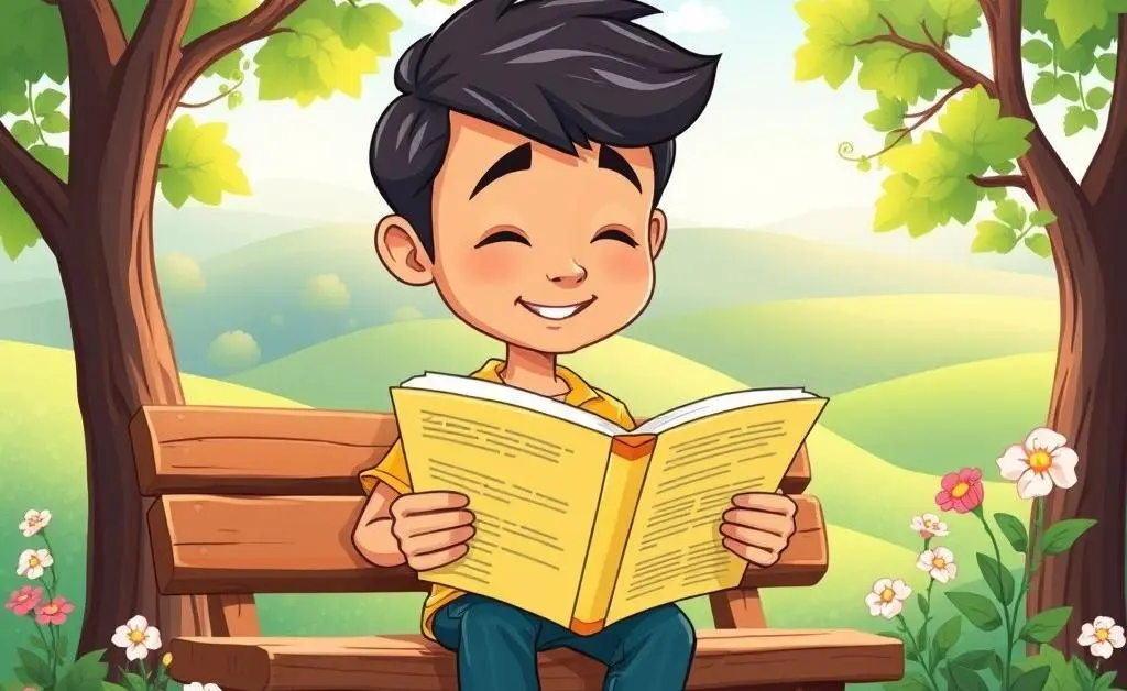 A person reading about investments in a serene setting.