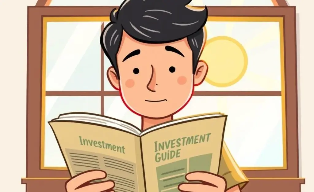 Person reading investment guide in a calm setting.