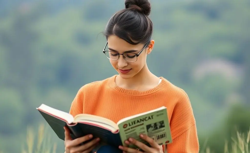 A person in a serene setting reading about investing and financial planning.