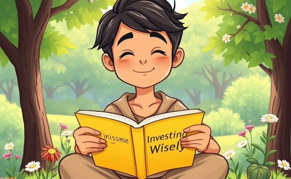 Person sitting calmly with an investing book
