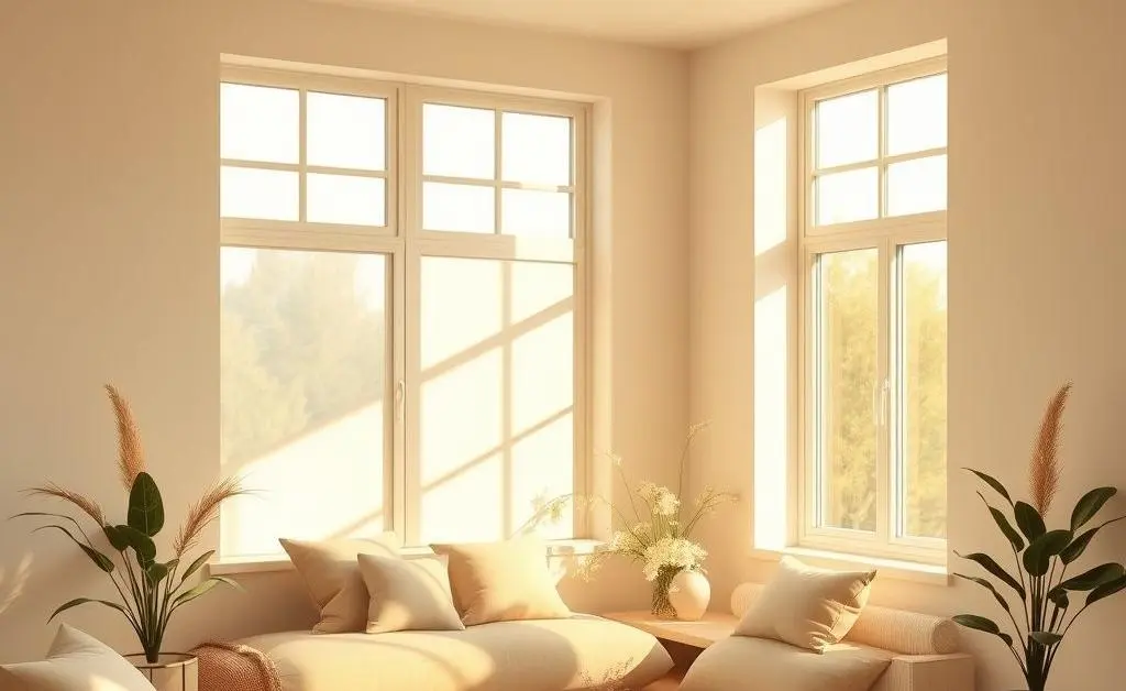 A calming room with sunlight indicating a stress-free investment mindset