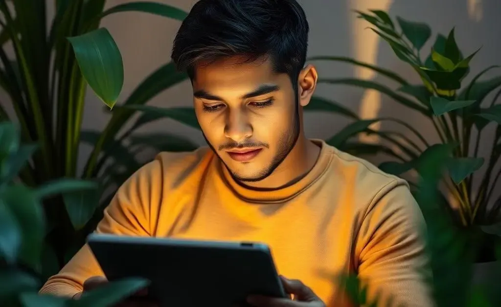 An individual analyzing investment options in a calm environment.