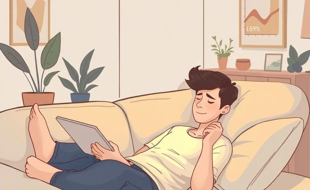 Serene mood with person checking investment graphs on a tablet