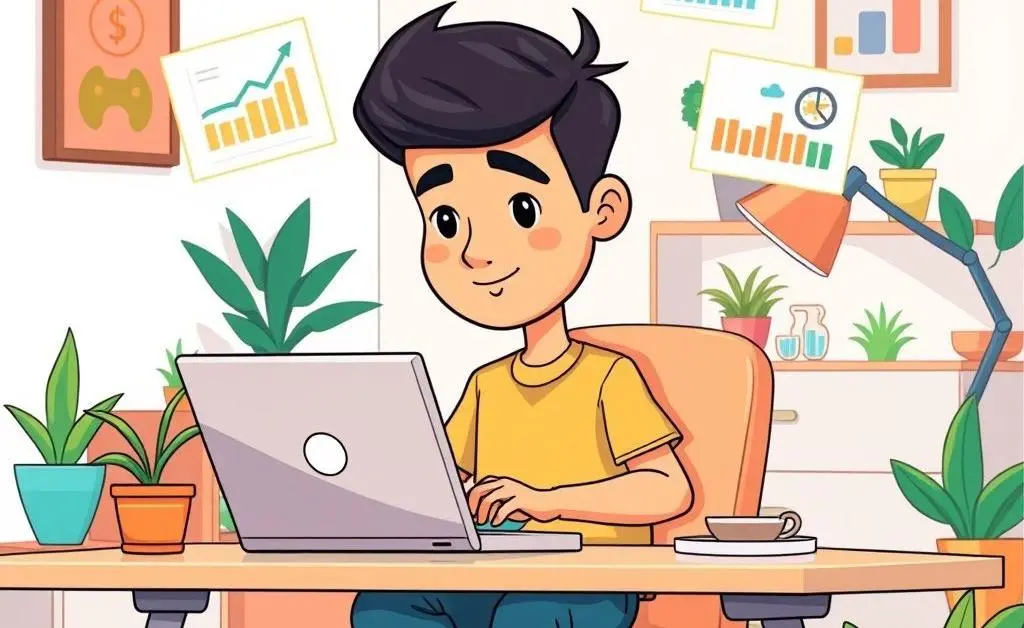Person relaxing with a laptop, exploring investment options