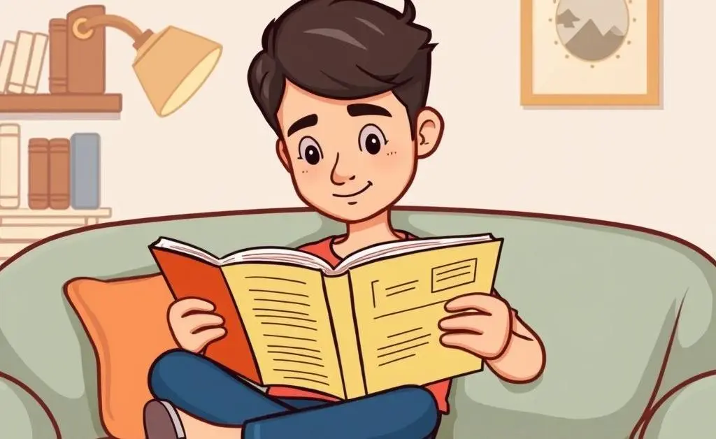 Person enjoying reading about investments to grow their savings