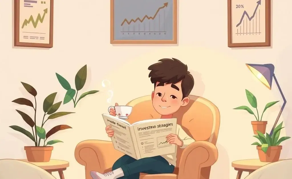 A serene room environment emphasizing calm while reading on investing
