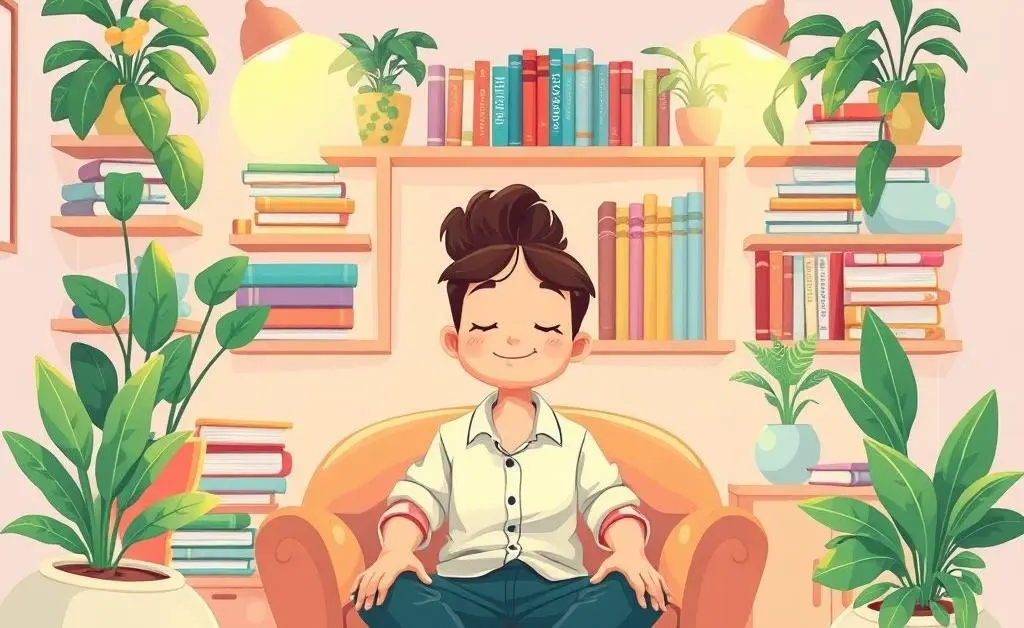 Person relaxed with investing books