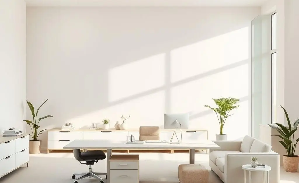 A minimalist workspace promoting serenity and focus for investing.