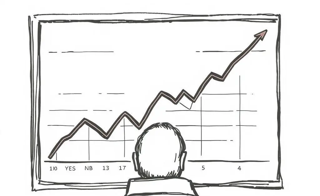 Hand-drawn image of someone calmly observing an investment chart.