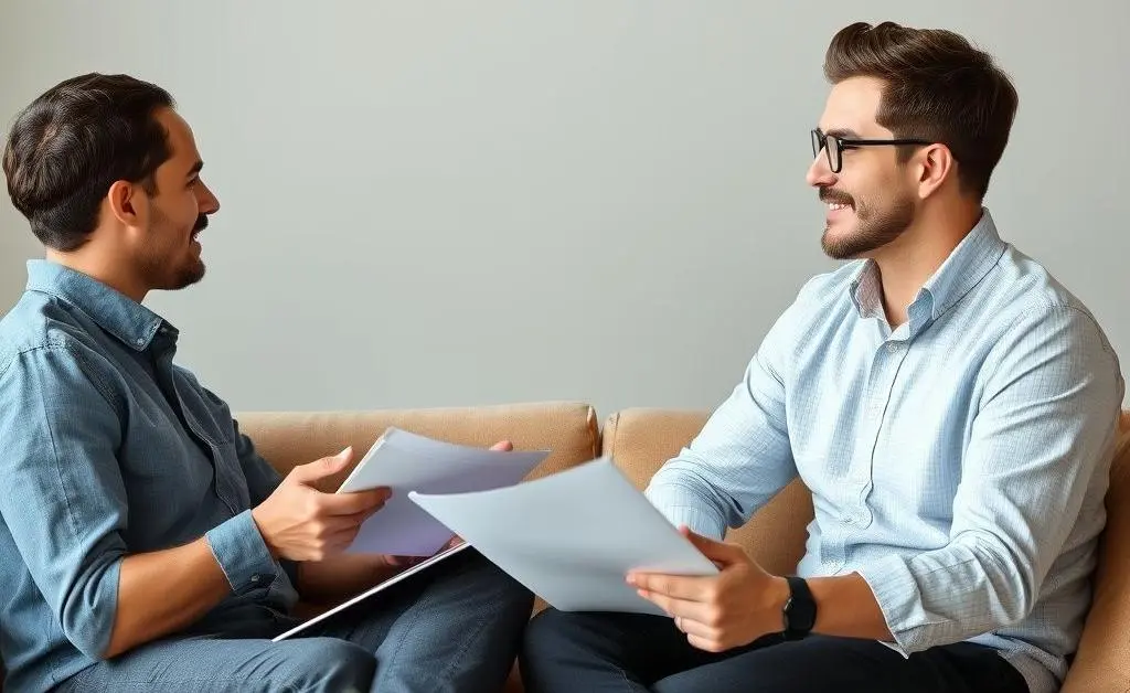 Friends calmly discussing investment strategies