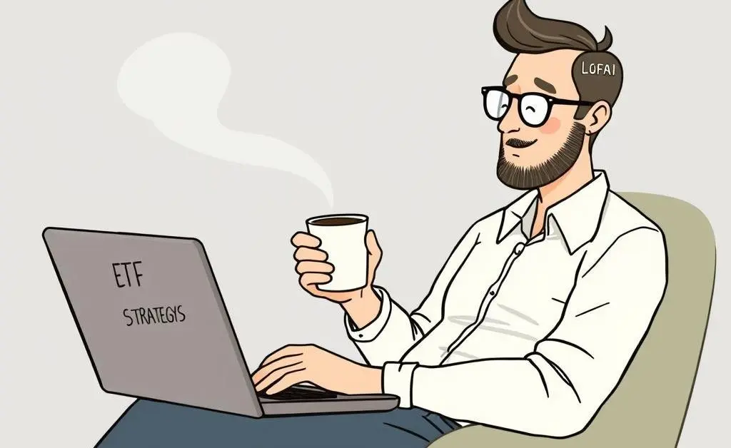 Relaxed investor enjoying coffee while researching ETFs