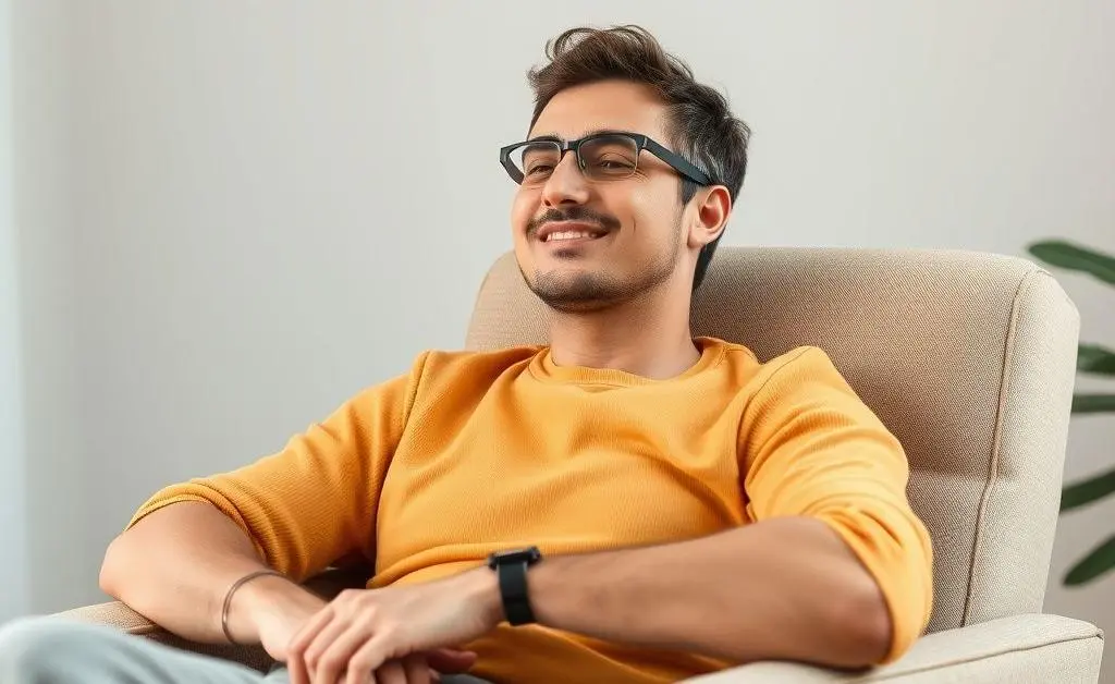 Confident individual relaxed after a good investment decision