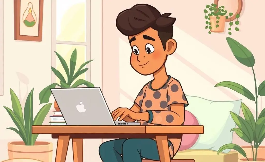 Person calmly exploring job opportunities on a laptop.