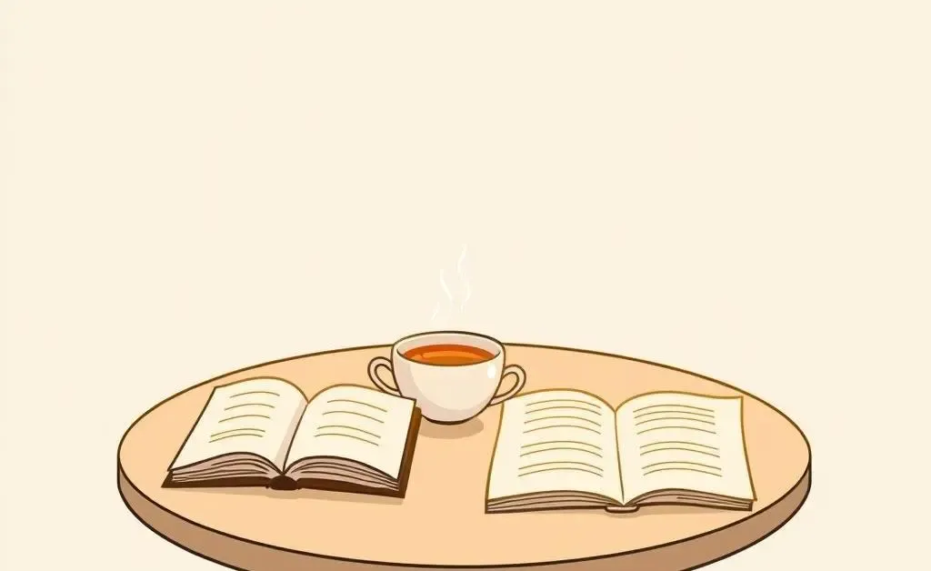 A cartoon-style hand-drawn image depicting a calm morning routine.