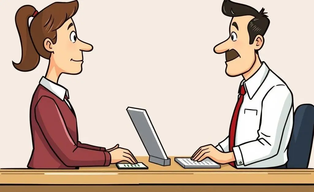 Person having a calm conversation with a banker.