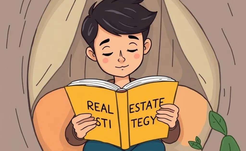 A person reading about real estate strategy in a cozy setting