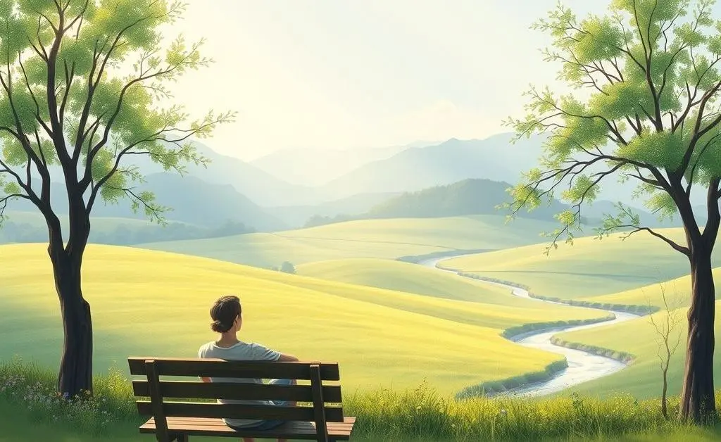 A serene landscape with a person relaxing, symbolizing peace in financial planning.